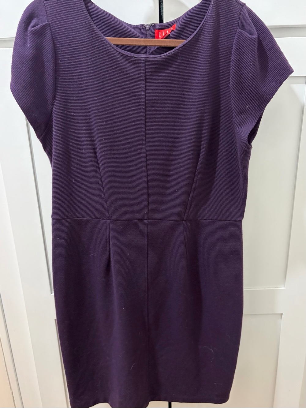 Elle plum purple cap-sleeve ribbed dress